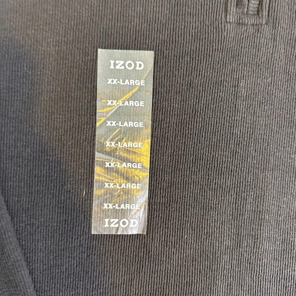IZOD Mens XXL Black 1/4 Zip Pullover Ribbed Cotton Mock Neck Sweater 2XL NWT New